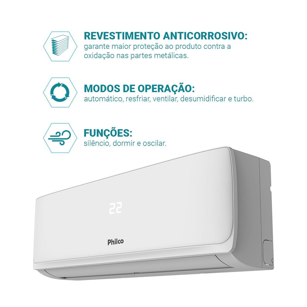 Ar Condicionado Split Hi Wall Philco 24000 BTU/h Frio PAC24FI ¿ 220 Volts