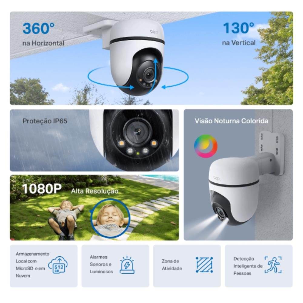 Câmera de Segurança Wi-Fi Externa 360º 1080p Full HD - TC40 (BR)
