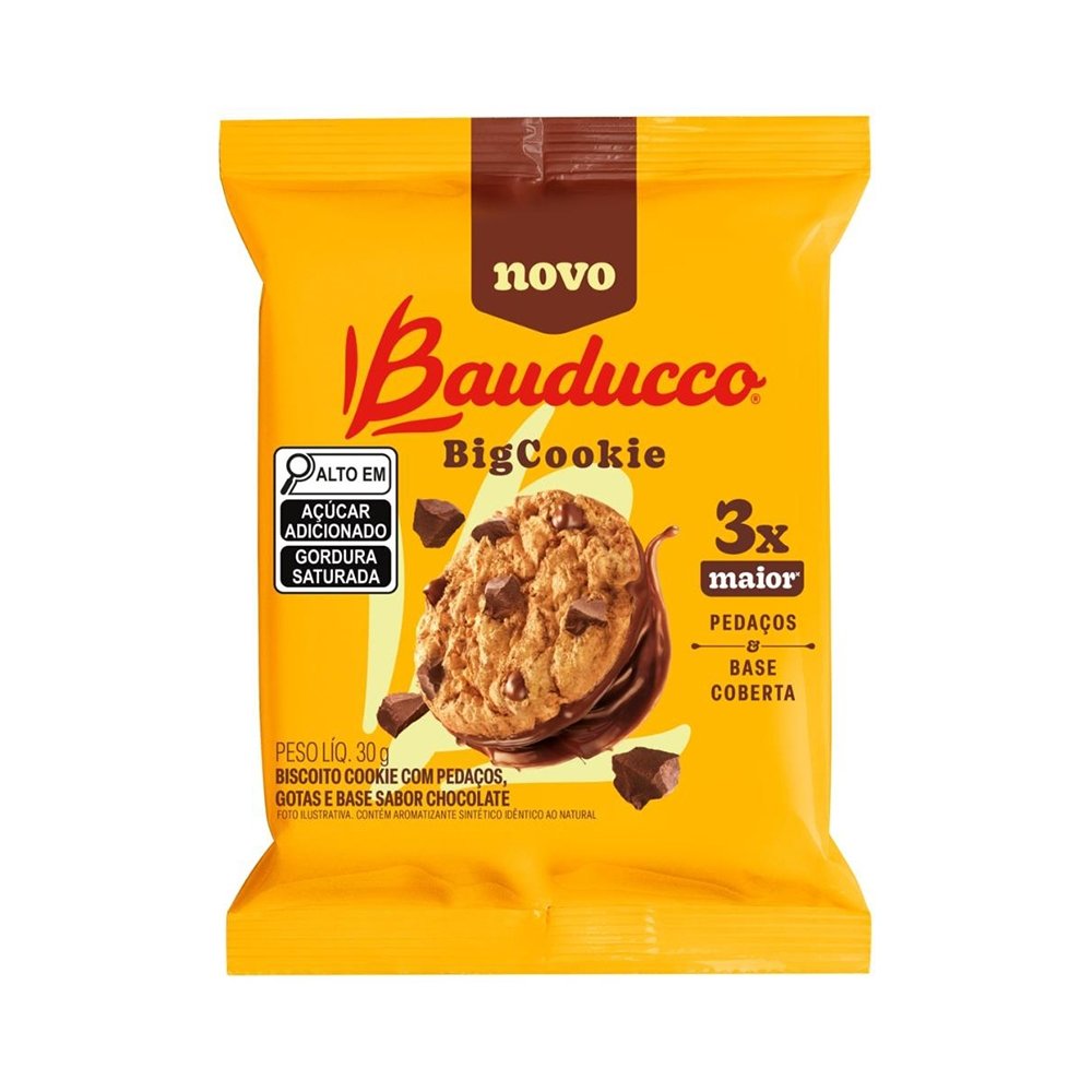 Biscoito Bauducco Big Cookies Com Pedacos Gotas De Chocolate 15x30g