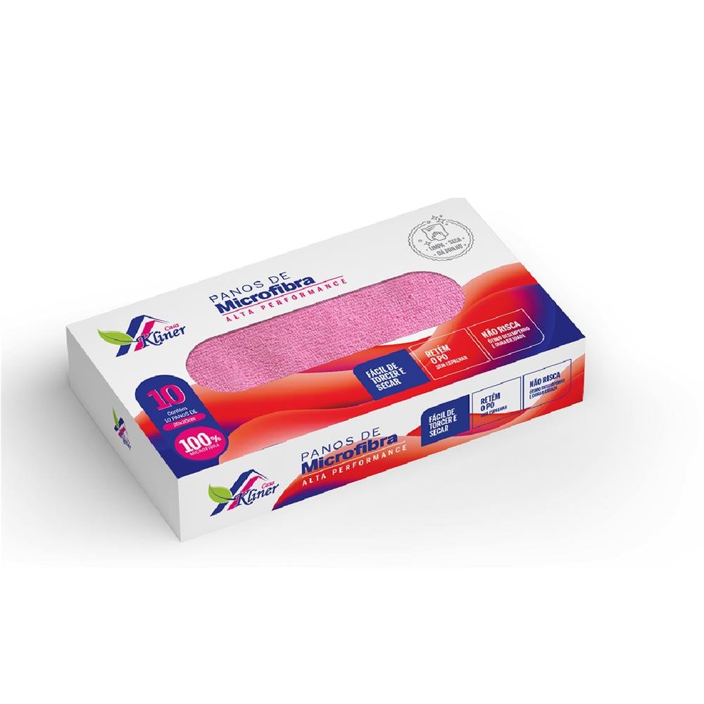 Pano de Microfibra Box Casa Kliner Com 10 Unidades - Cores Variadas