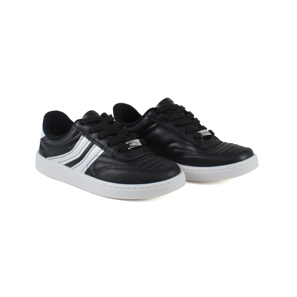Tenis Molekinha 2574.110.29580.17689 Preto Branco 27-33 Com 12 Pares