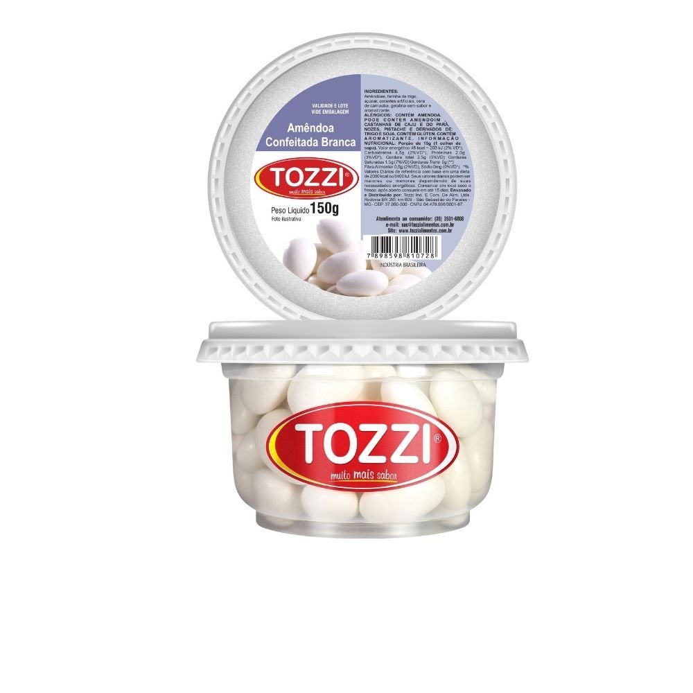Amendoa Confeitada Branca, Pet 180 G Tozzi 12x1