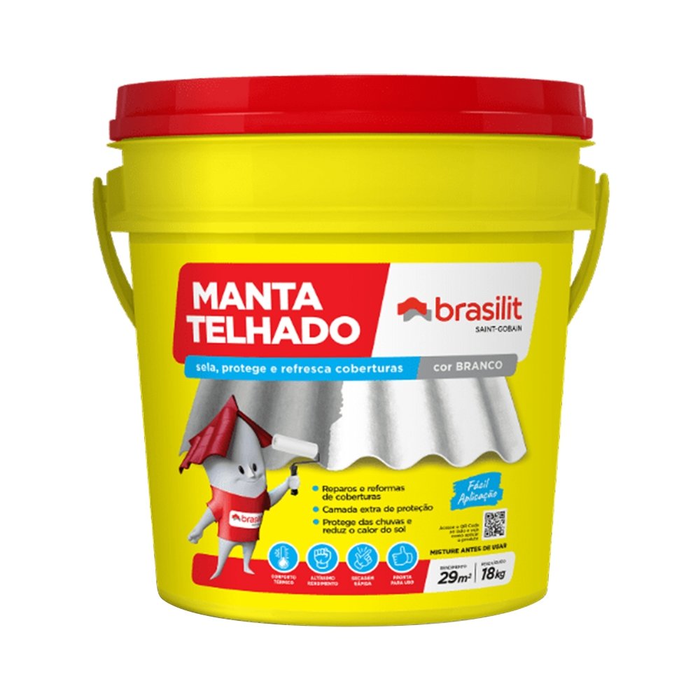 Manta Líquida Brasilit para Telhado Brasilit Branco 18kg