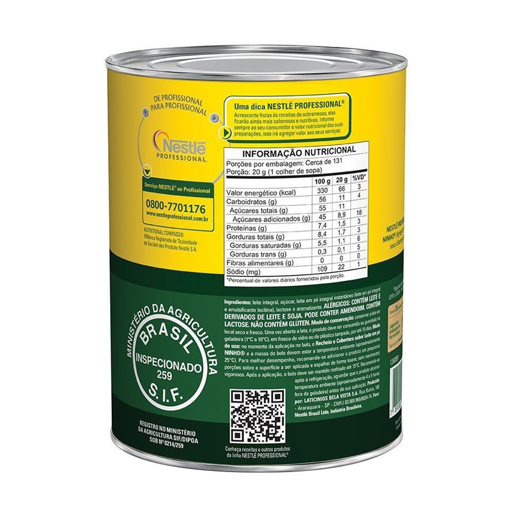 Ninho Nestlé para Recheio e Cobertura Lata 2,61Kg