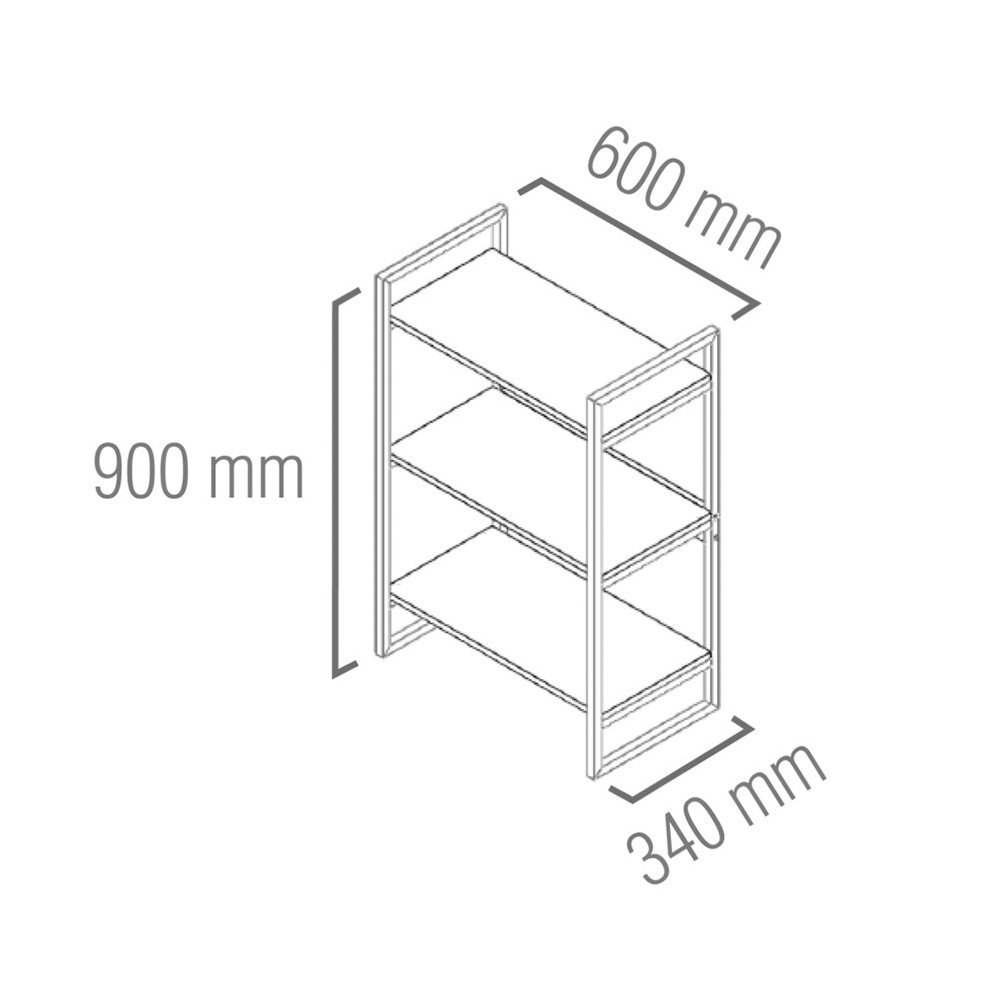 Estante Industrial Brasforma 3 Prateleiras Com Suporte Preto 60x30cm