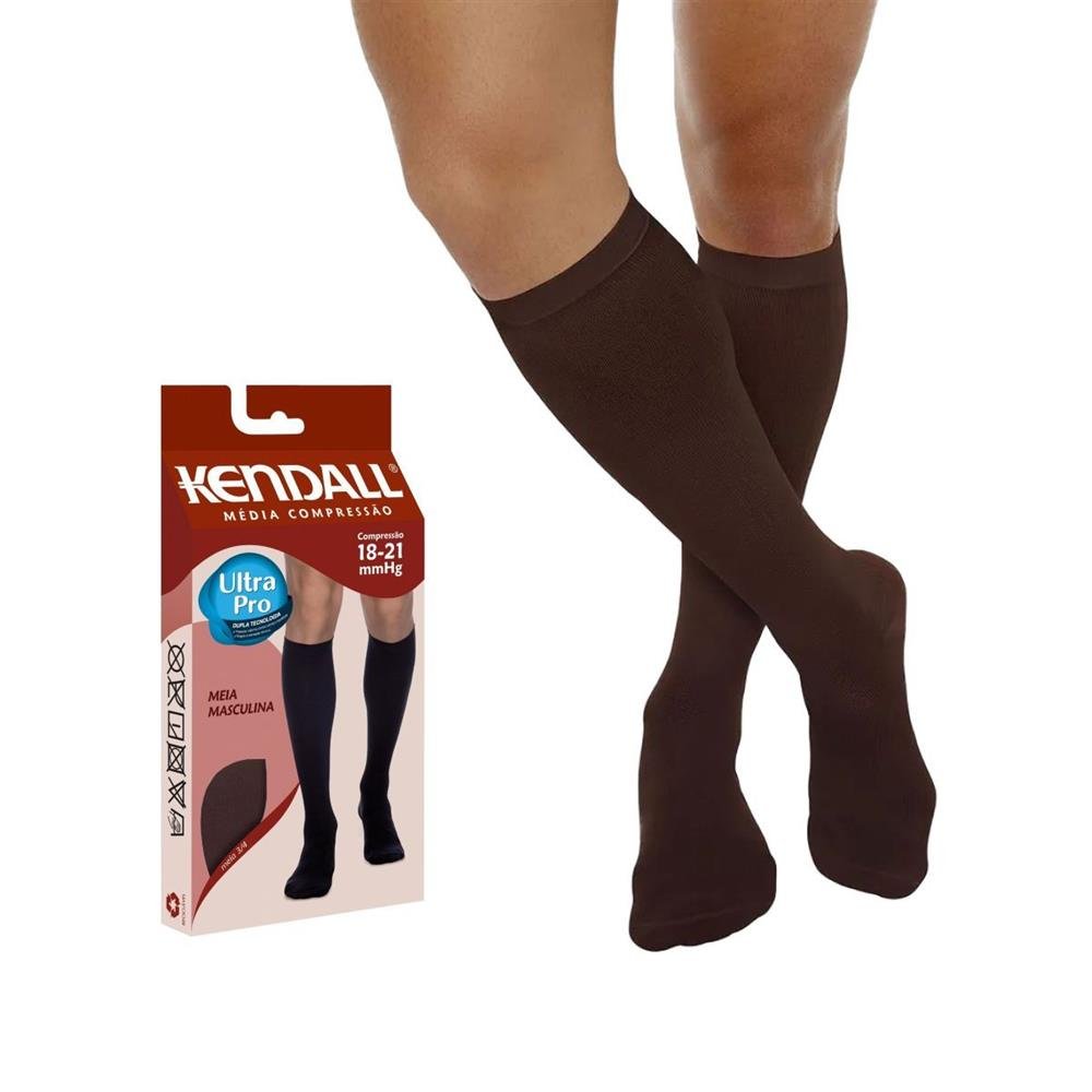 Meia Kendall 3/4 Masculina Média Compressão 1802 Marrom - G