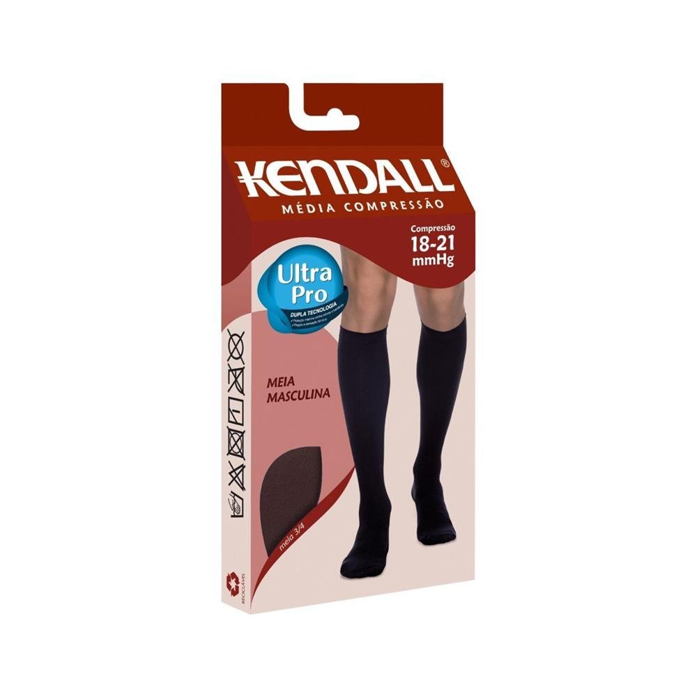 Meia Kendall 3/4 Masculina Média Compressão 1802 Marrom - G