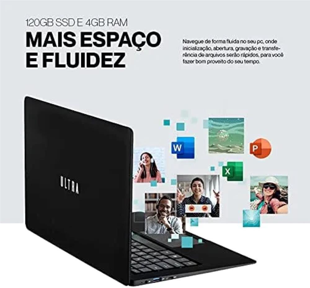 Notebook Ultra Multilaser 14 pol Pentium, 4GBRam, 120SSD, Windows 10