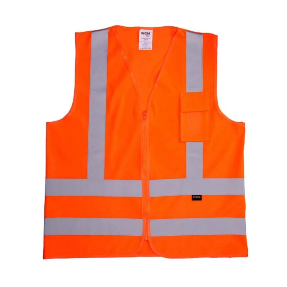 Colete de Alta Visibilidade - Refletivo Laranja 1 Bolso com Ziper - Vicsa - Tam G