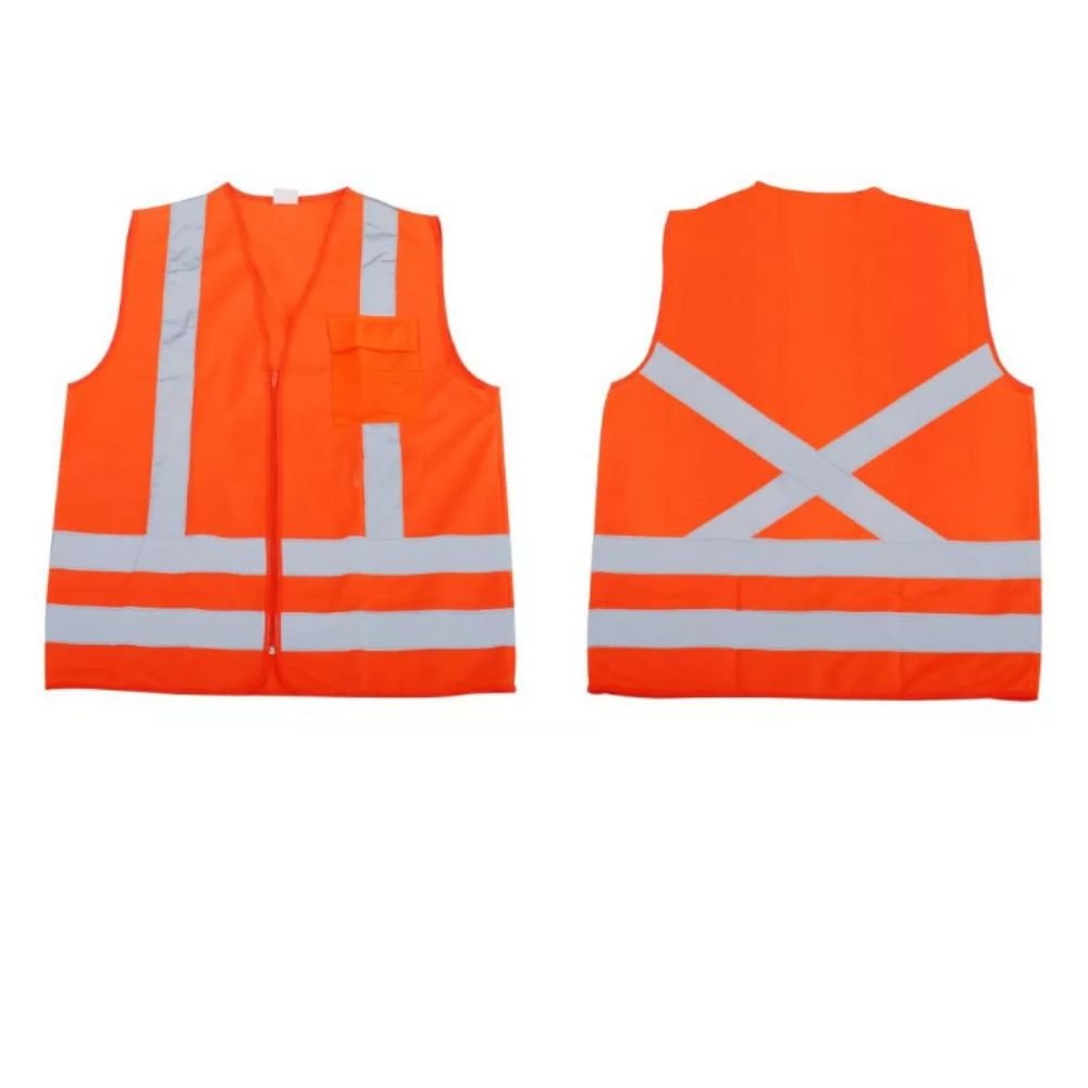 Colete de Alta Visibilidade - Refletivo Laranja 1 Bolso com Ziper - Vicsa - Tam G