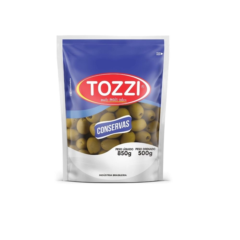 Azeitona Verde Sem Caroço, Sache Pouche 500 G Tozzi Caixa 12x1