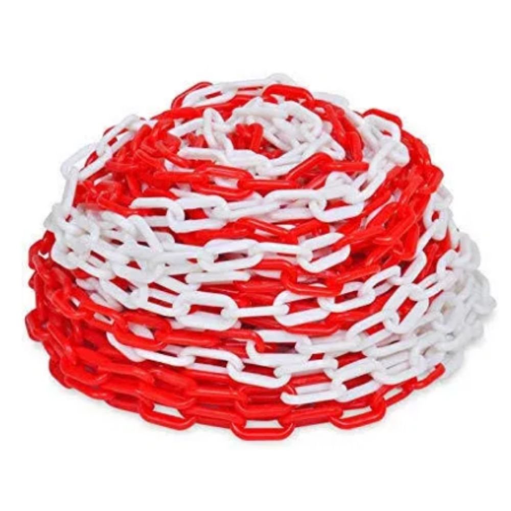 Corrente Plástica Vermelho E Branco Elo Pequeno - Plastcor