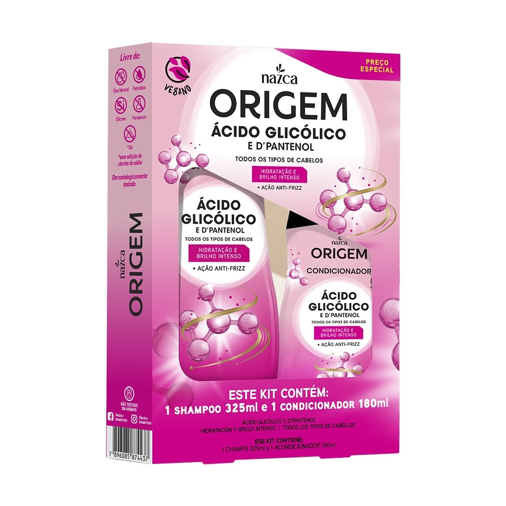 Shampoo 325ml + Condicionador Origem Acido Glicolico 180ml