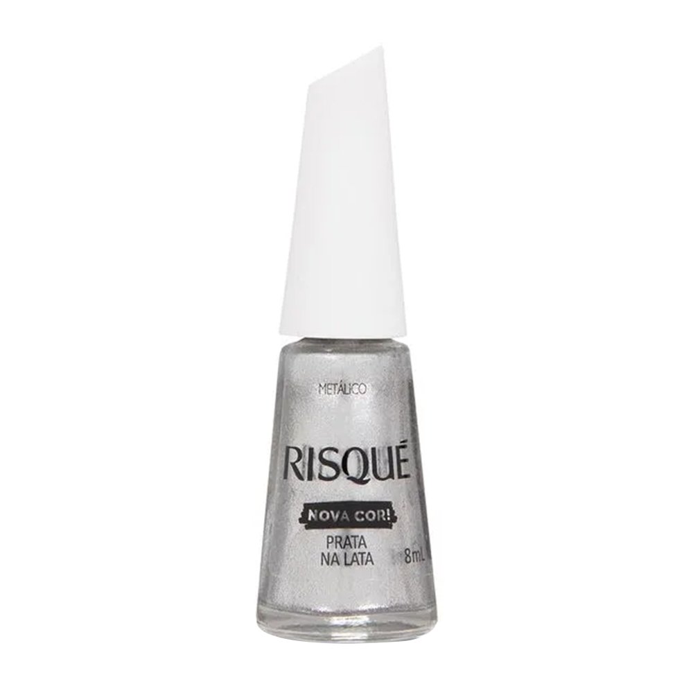 ESMALTE RISQUE METALICO PRATA NA LATA COMERCIAL 8ML