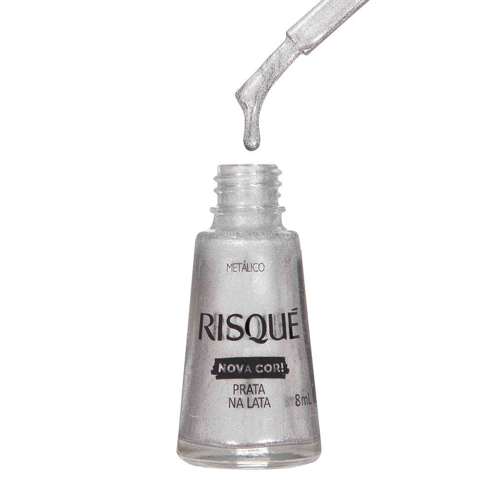Esmalte Risqué Metálico Prata Na Lata Avulso 8ml