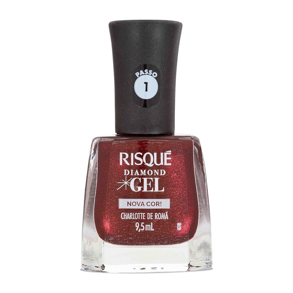Esmalte Risqué Metalizado Diamond Gel Charlotte de Romã 9,5ml