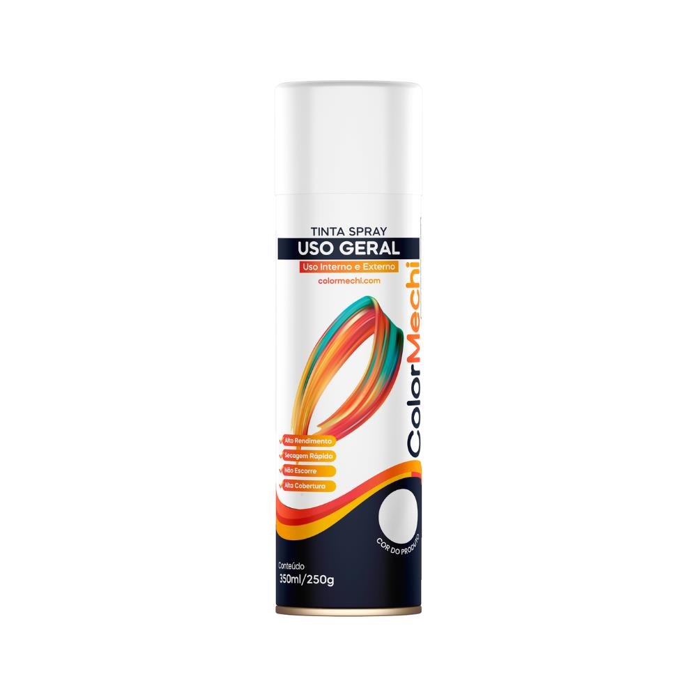 Tinta Spray 350Ml Uso Geral Branco Fosco Colormechi