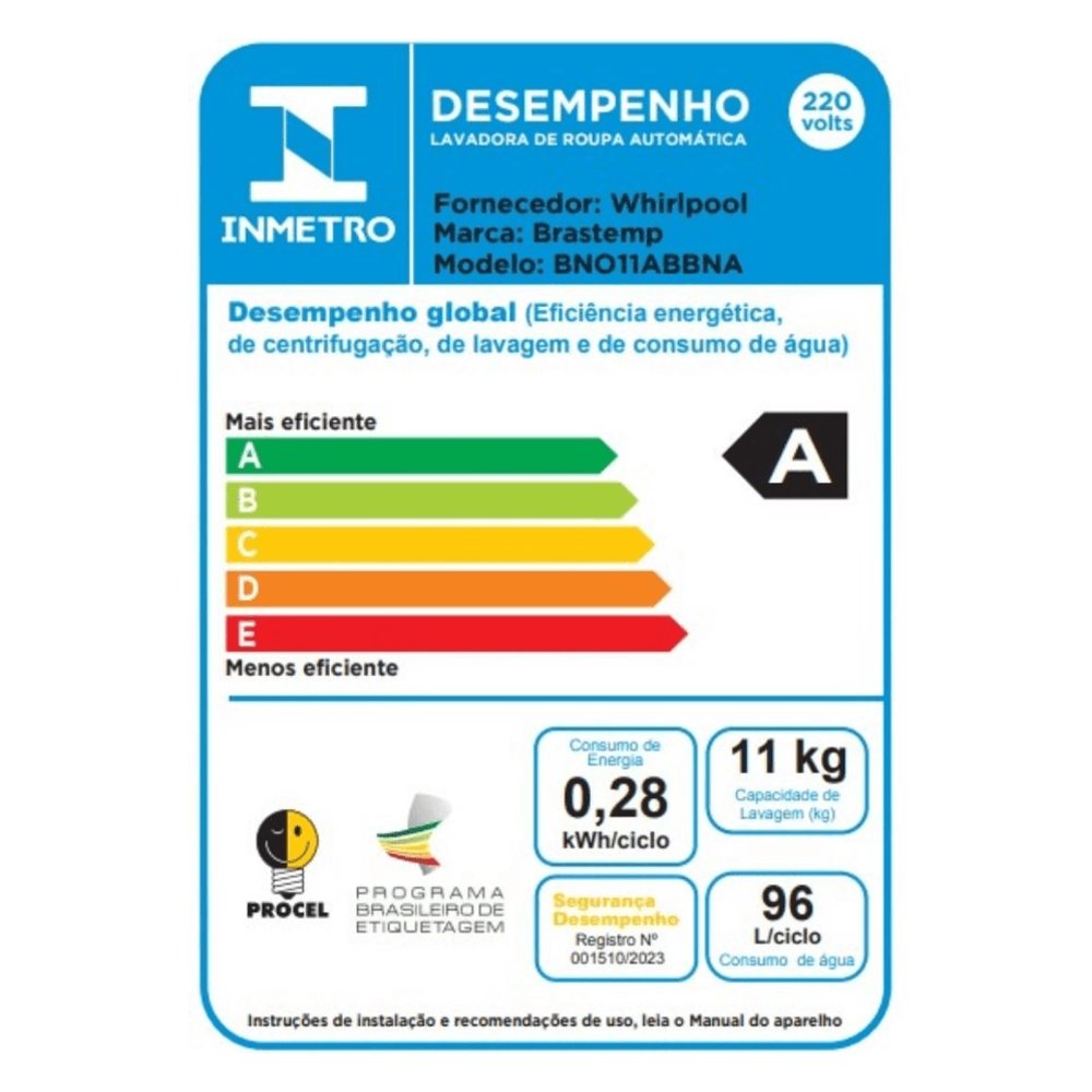Lavadora e Secadora Brastemp 11Kg BNO11AB - 15 Ciclos, Branca, 220V