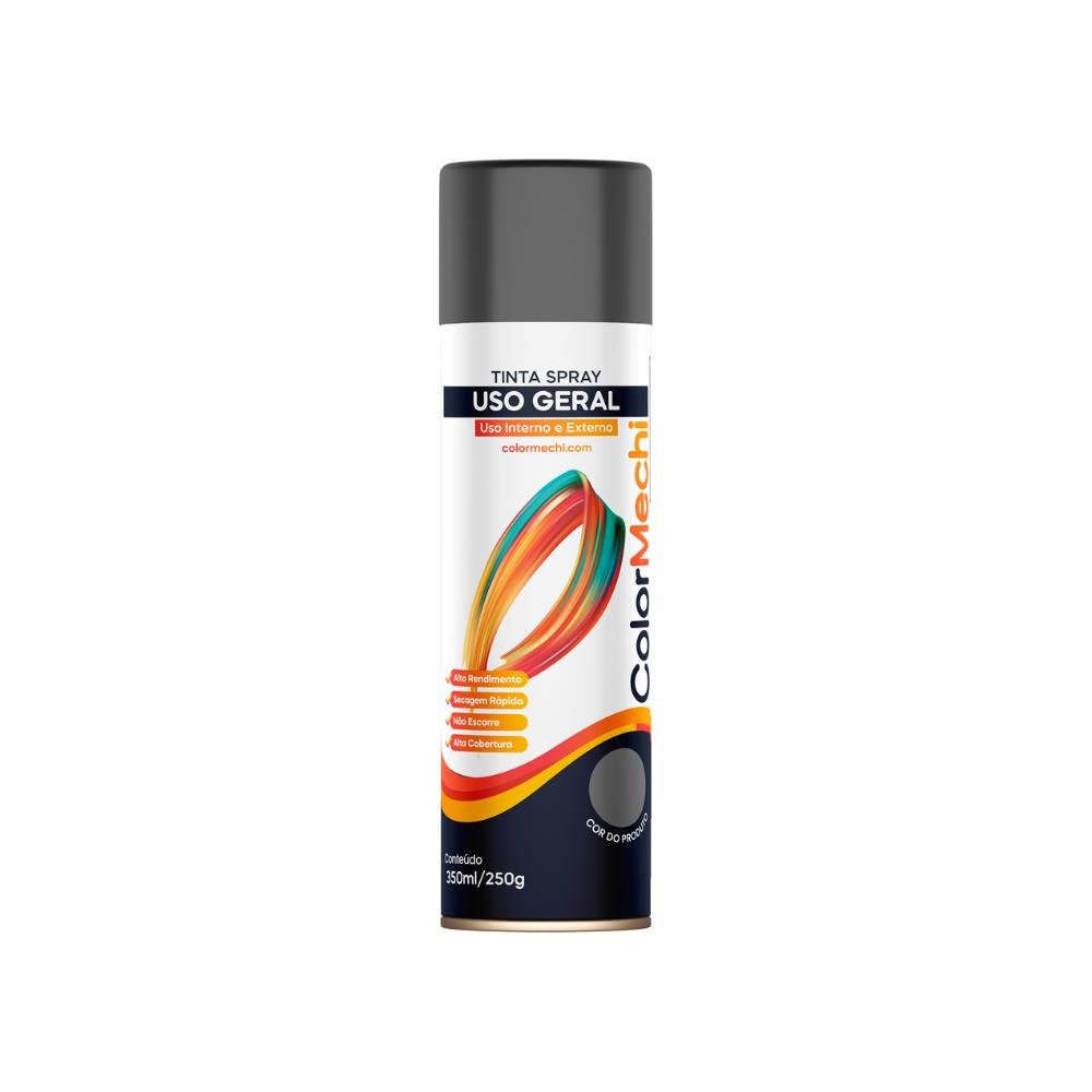Tinta Spray 350ML Uso Geral Cinza Escuro Colormechi