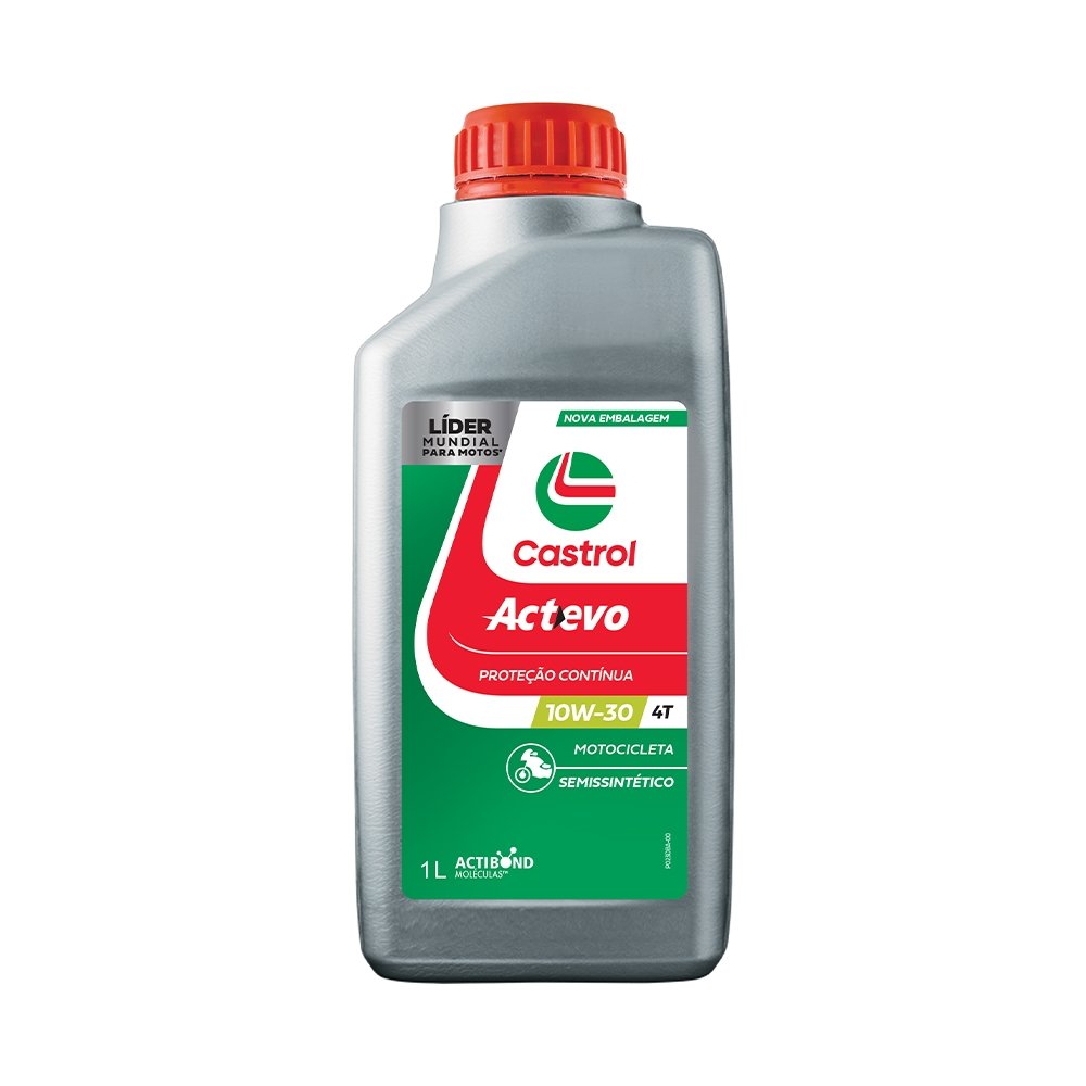 Óleo Lubrificante Castrol Actevo Semi Sintetico - 10W30 4T API SL Jaso Ma2 1 Litro - Embalagem com 12 Unidades
