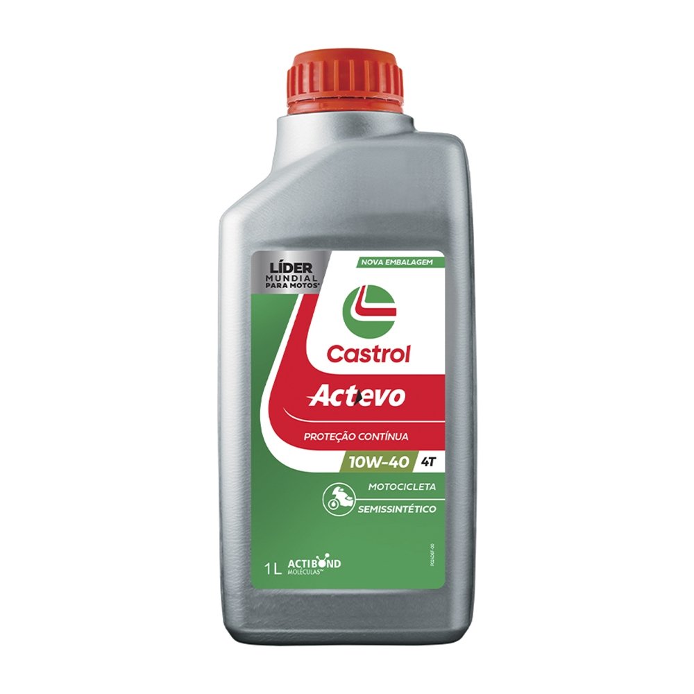 Óleo Lubrificante Castrol Actevo 10W40 - Semi Sintetico 4t Api Sl Jaso Ma2 1 Litro - Embalagem com 12 Unidades
