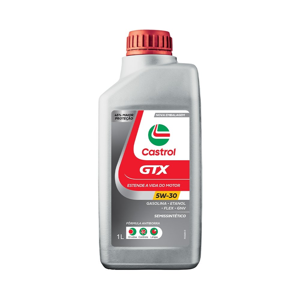 Óleo Lubrificante Castrol GTX 5W-30 API SL Semi Sitetico Ilsac Gf5 1 Litro - Embalagem com 24 Unidades