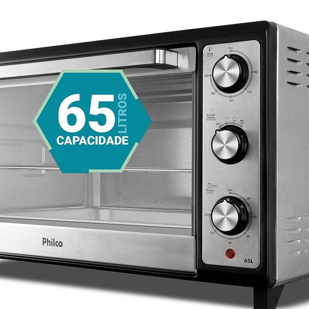 Forno Elétrico Philco PFE65 - 65 Litros, 1800W, Preto, 110V