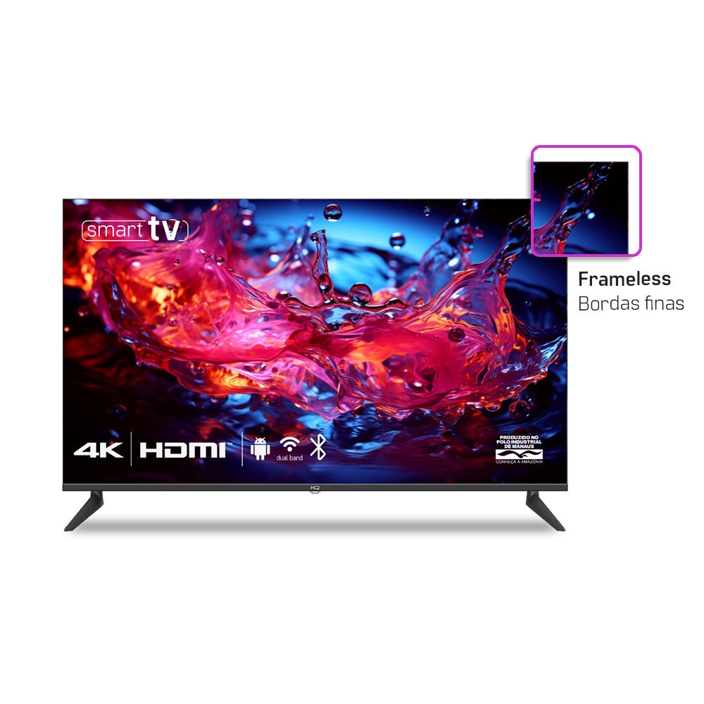 Smart TV HQ 60" 4K tela sem bordas design Slim HQS60NKHM