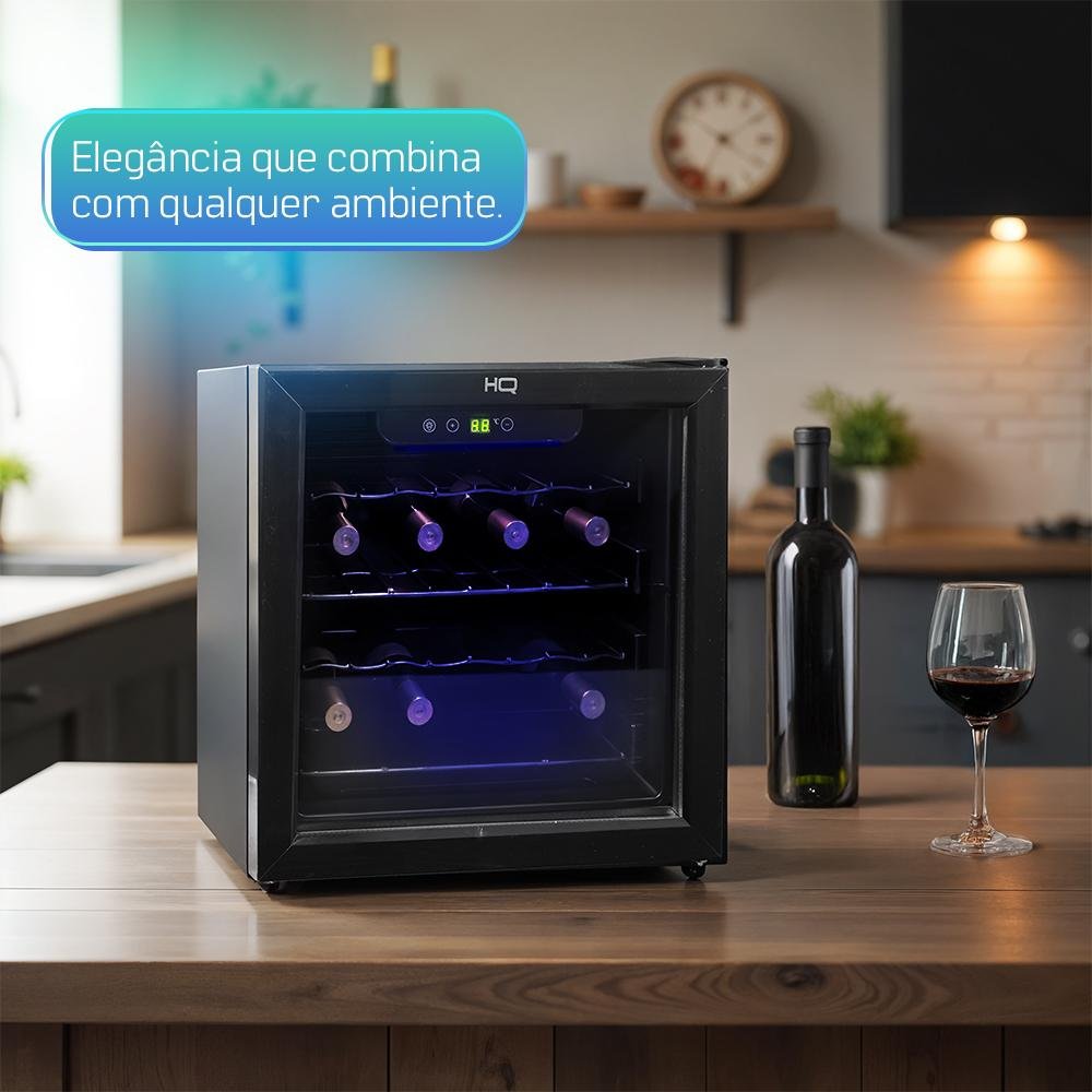 Adega de Vinhos Compressor HQ 36 Litros 12 Garrafas Preto HQ-AV12H1 127V