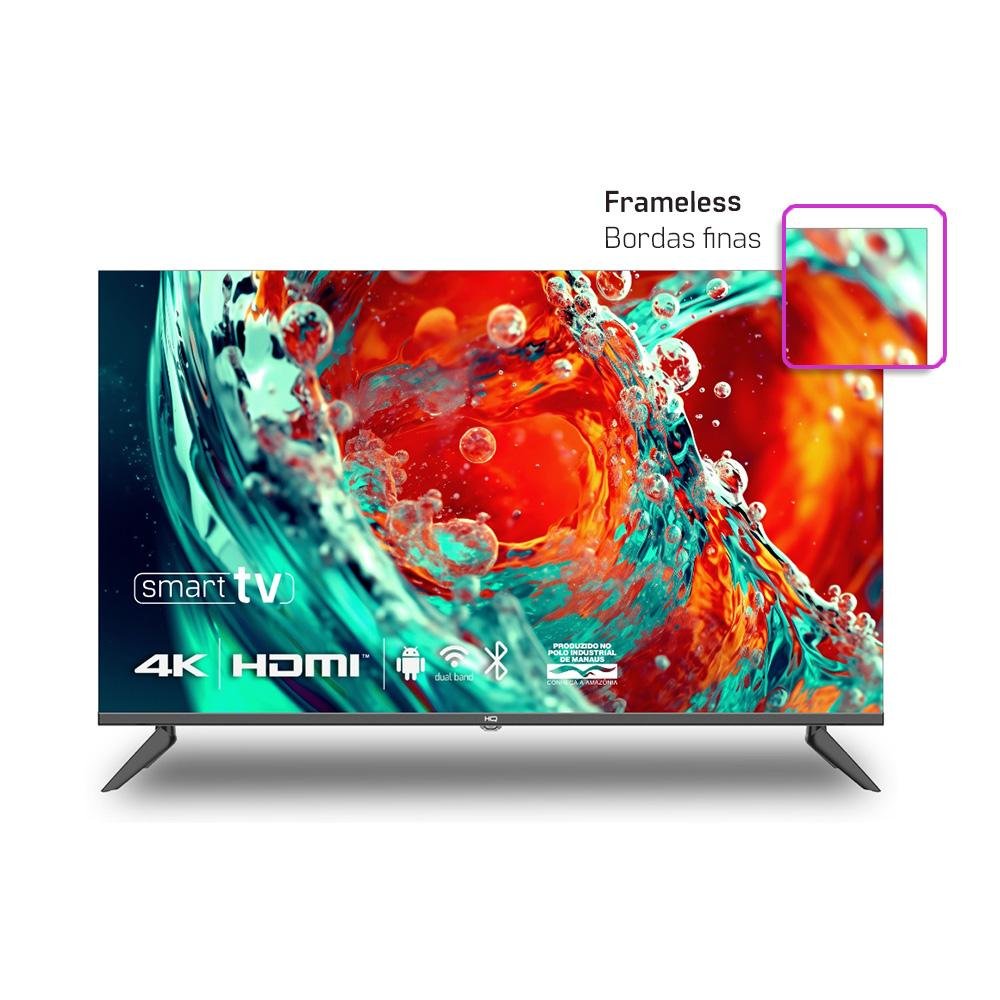 Smart Tv Hq 65" 4K Tela Sem Bordas Sistema Android Design Slim Hqs65nkhm