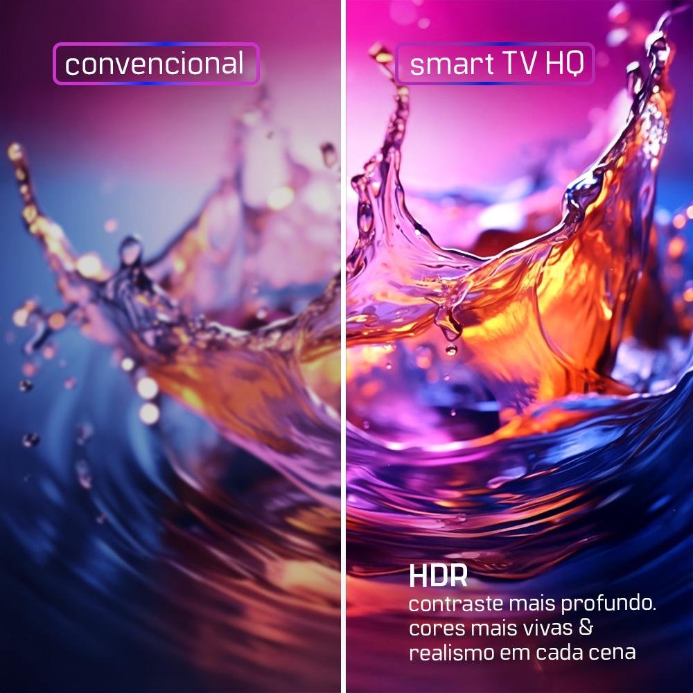 Smart Tv Hq 65" 4K Tela Sem Bordas Sistema Android Design Slim Hqs65nkhm
