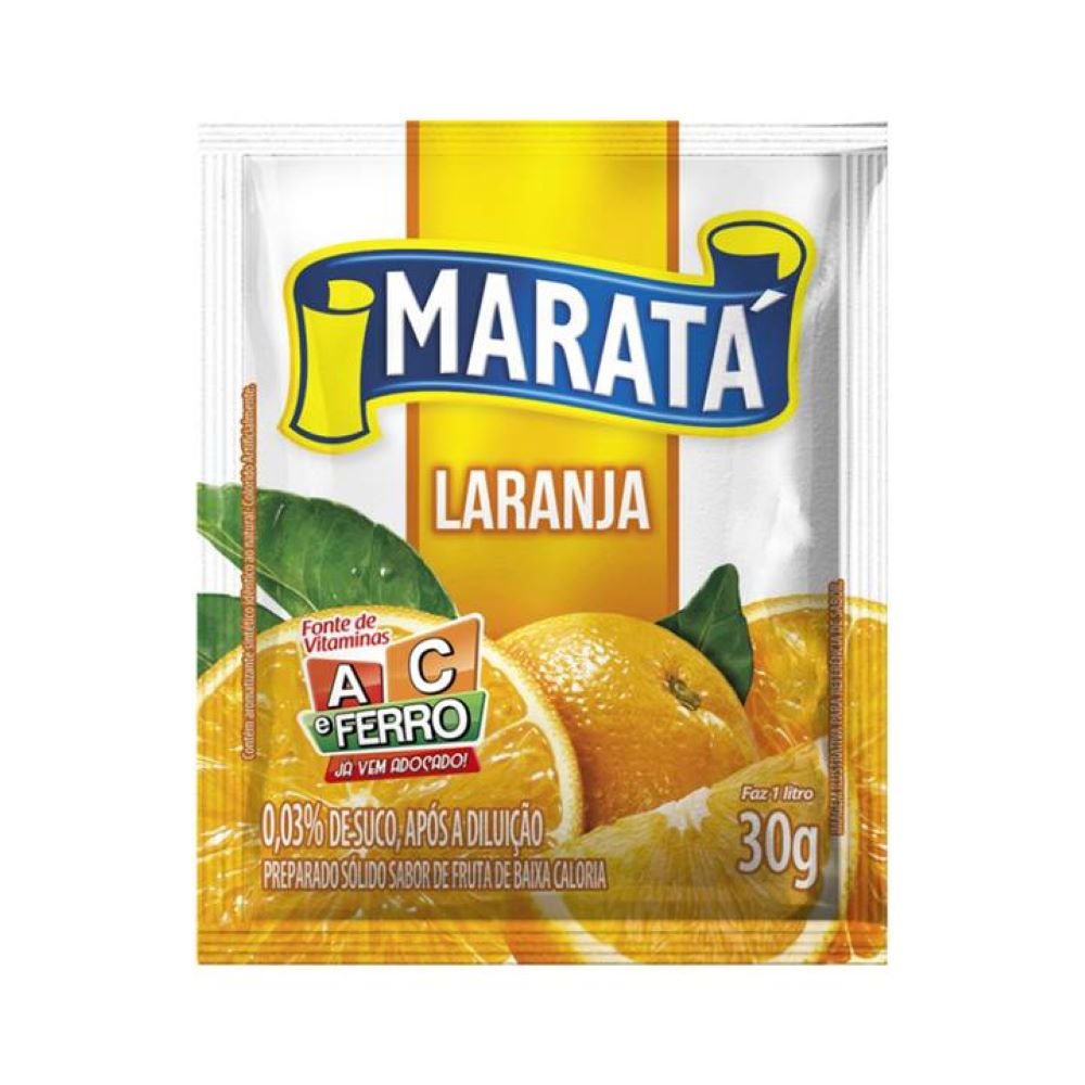 Suco Marata Laranja 25g - Caixa com 8 Unidades