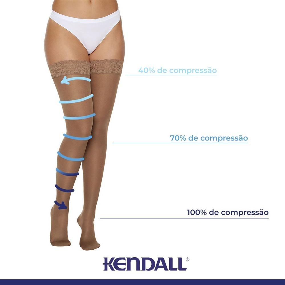 Meia Kendall 7/8 Média Compressão com ponteira 1612 Castanho - M