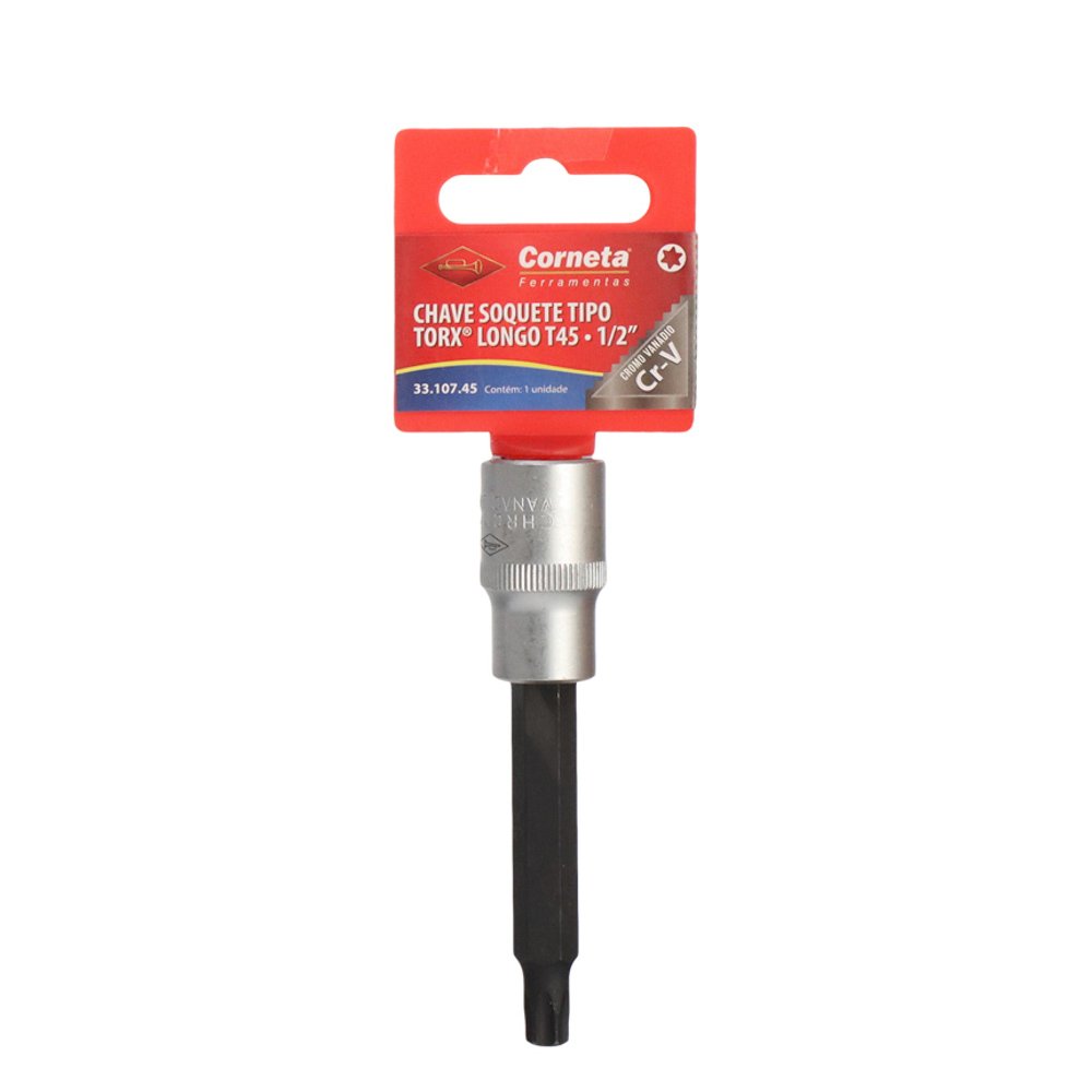 Chave Soq Torx Longo T45 1/2 - Corneta