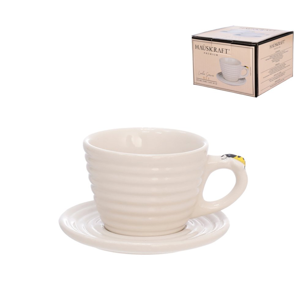 Xicara Cafe Porcelana Bee 90Ml 2 Peças - HAUSKRAFT