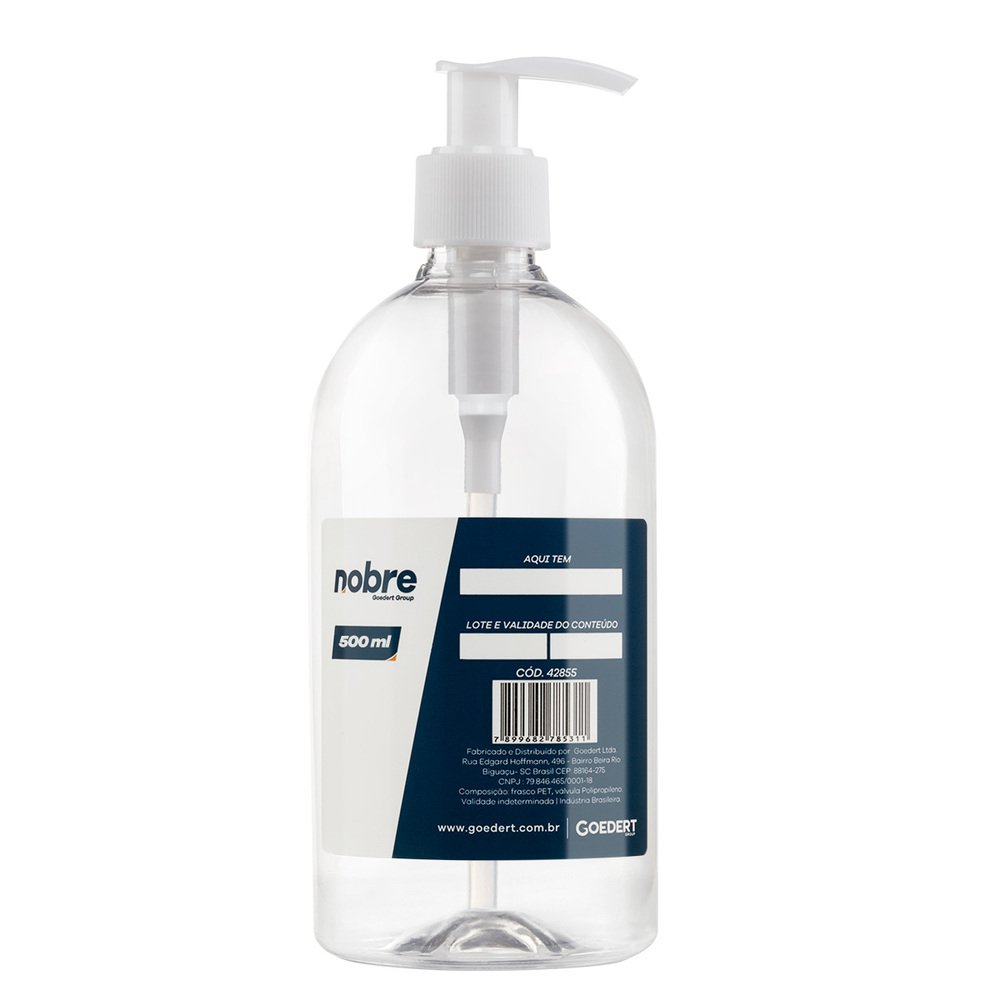 Frasco Com valvula Pump 500 ML Para Alcool e Sabonete Nobre