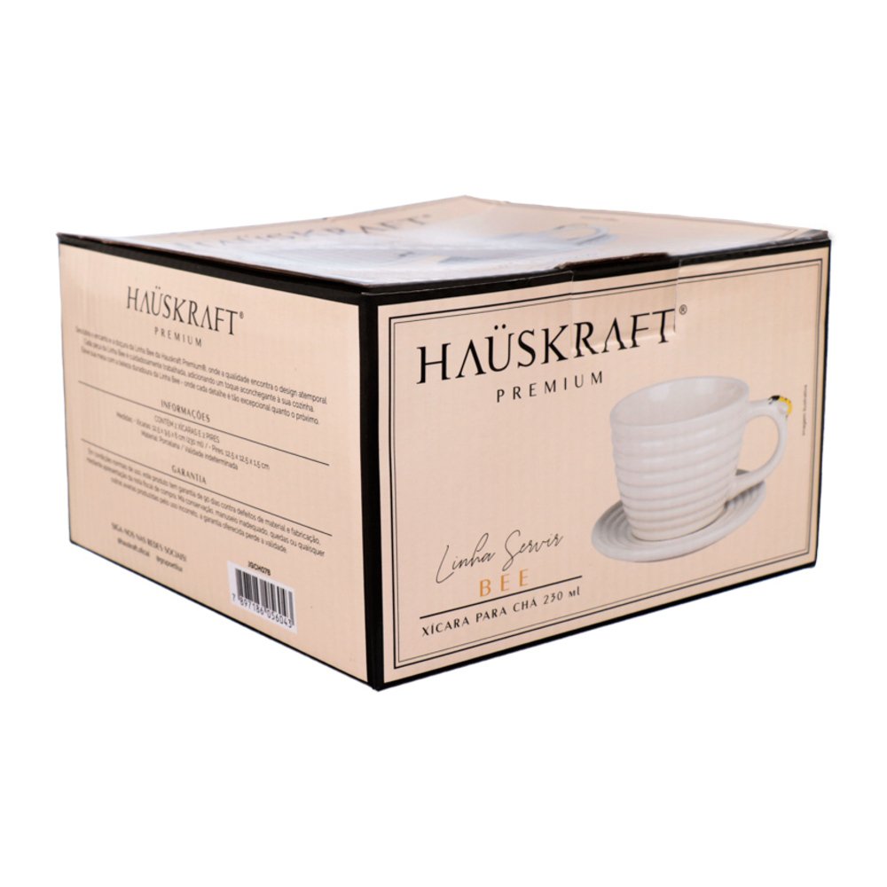 Xicara Cha Porcelana Bee 230Ml 2 Peças - HAUSKRAFT