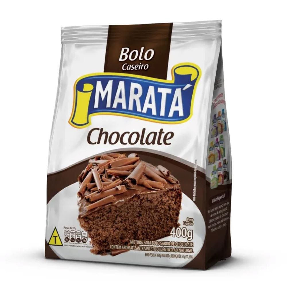 Mistura Para Bolo Chocolate Marata 400g - Caixa com 12 Unidades