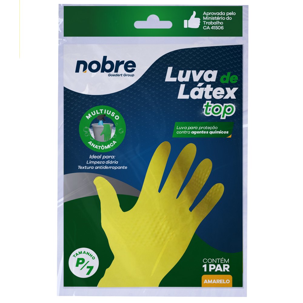 Luva De Borracha Latex Top P Amarela Nobre