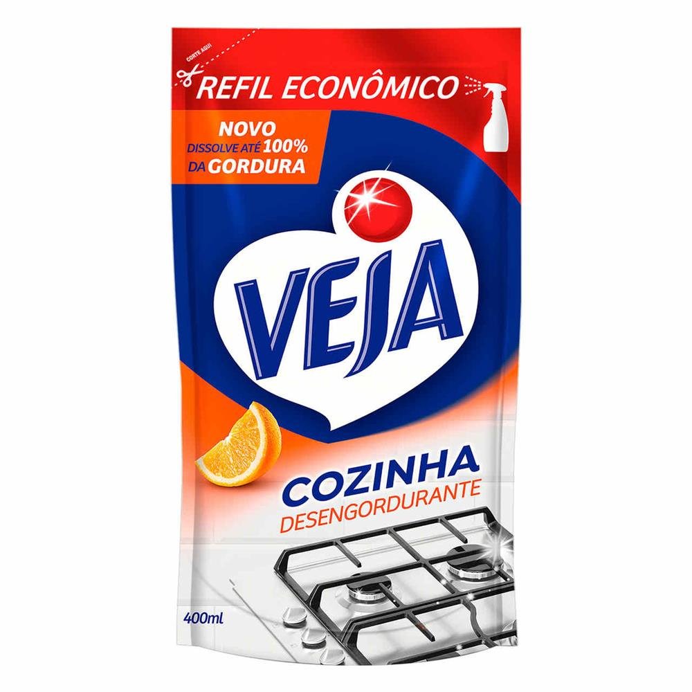Veja Cozinha Desengordurante Laranja Refil Sache 400ML-Cx/12