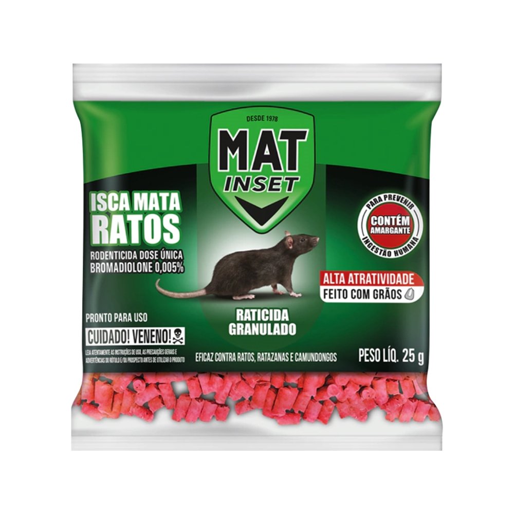 Isca para Matar Ratos Mat Inset 25g - Embalagem com 24 Unidades