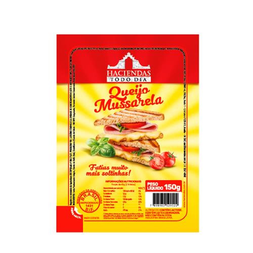 Queijo Mussarela Fatiado Haciendas Todo Dia 20x150g