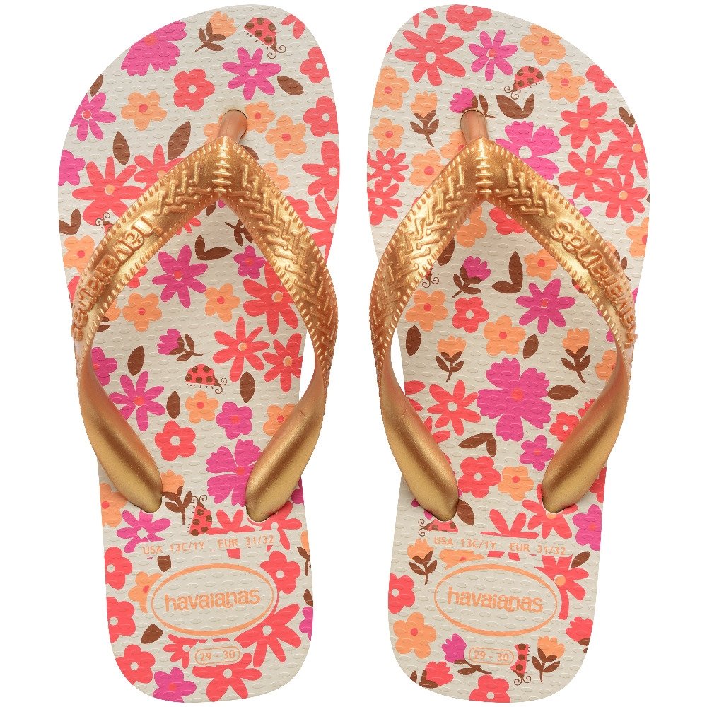 Havaianas Kids Flores Bege/Dourado 25/6