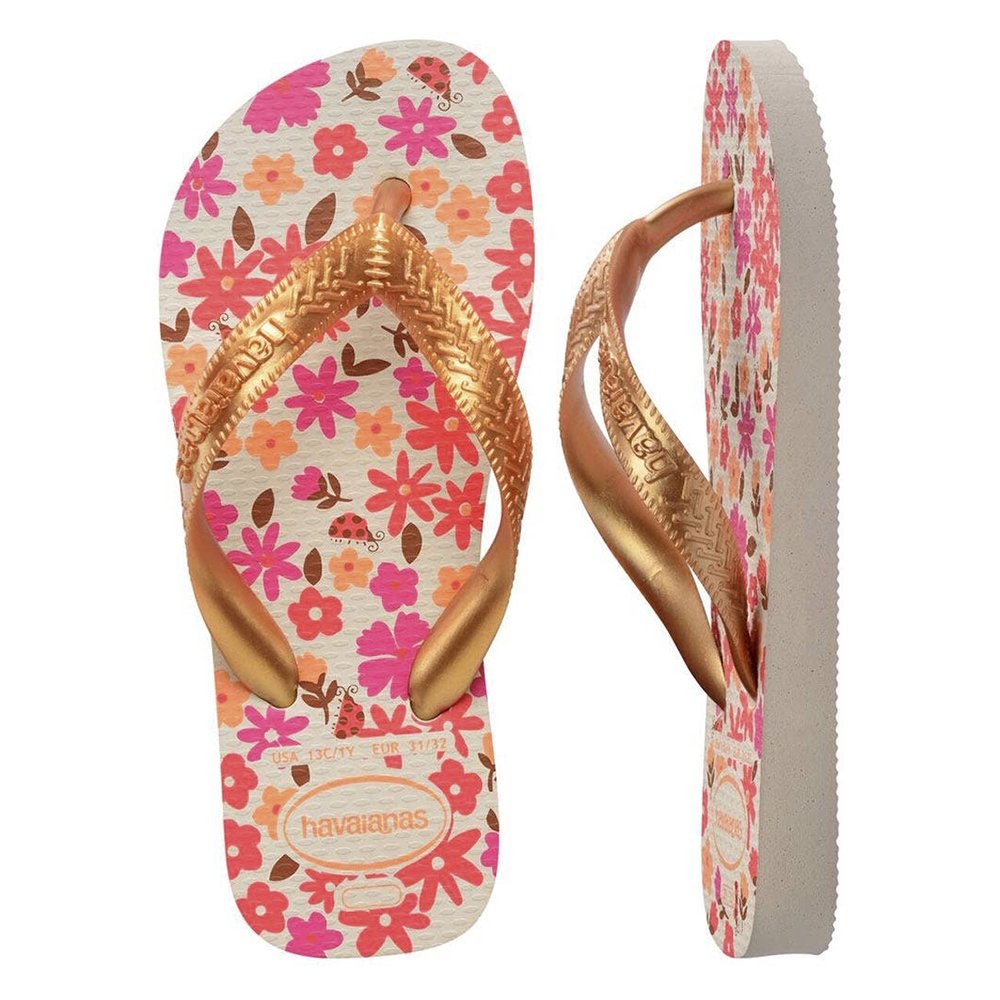 Havaianas Kids Flores Bege/Dourado 25/6