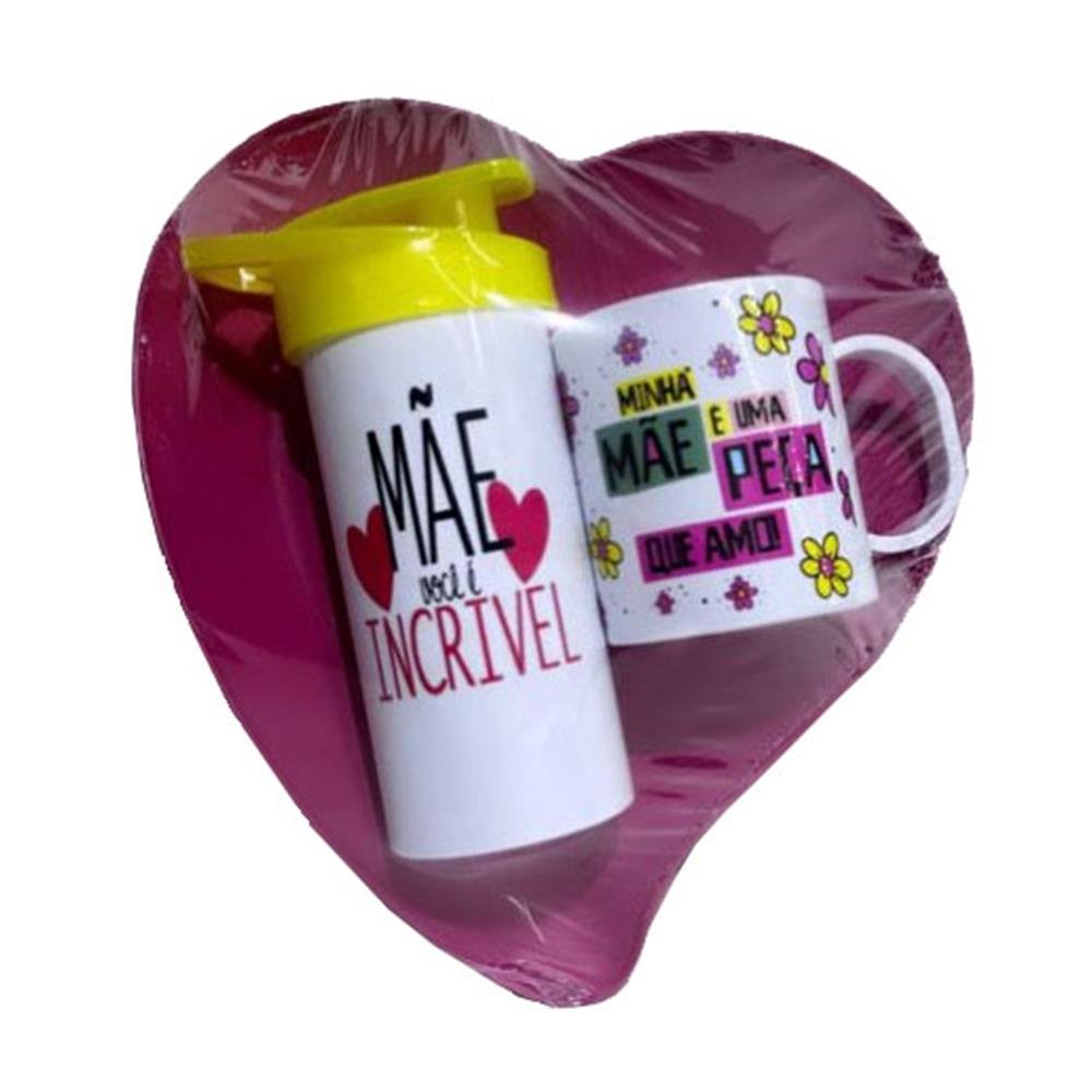 Kit Garrafa + Caneca + Caixa Dia Das Mães Inkplas