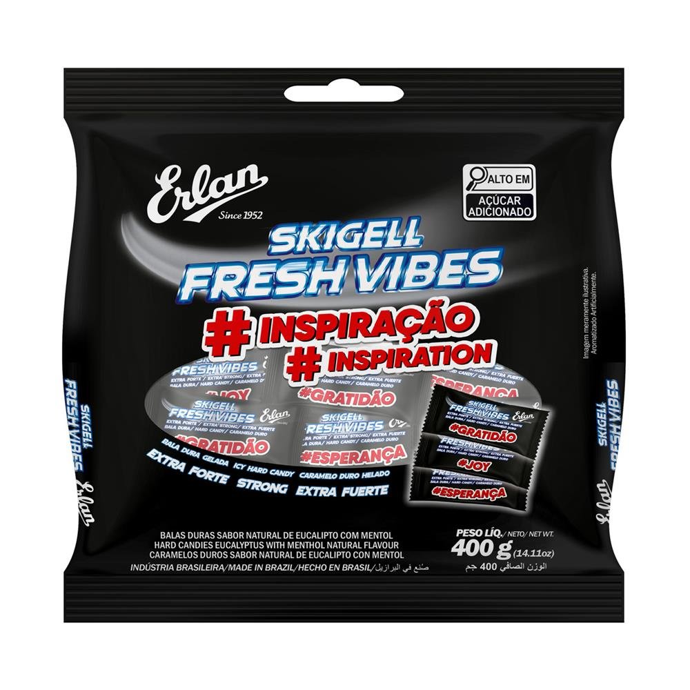 Bala Dura Skigell Freshvibes Fardo com 36 Unidades de 400G