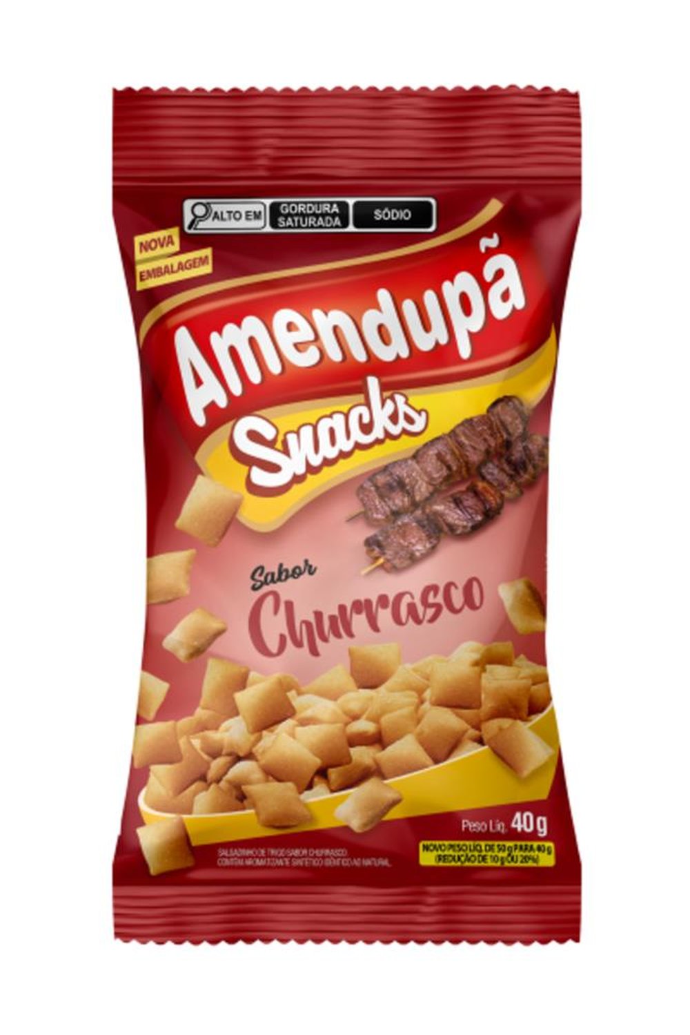 Salgadinho Churrasco Amendupa 40g Caixa Com 20 Unidades