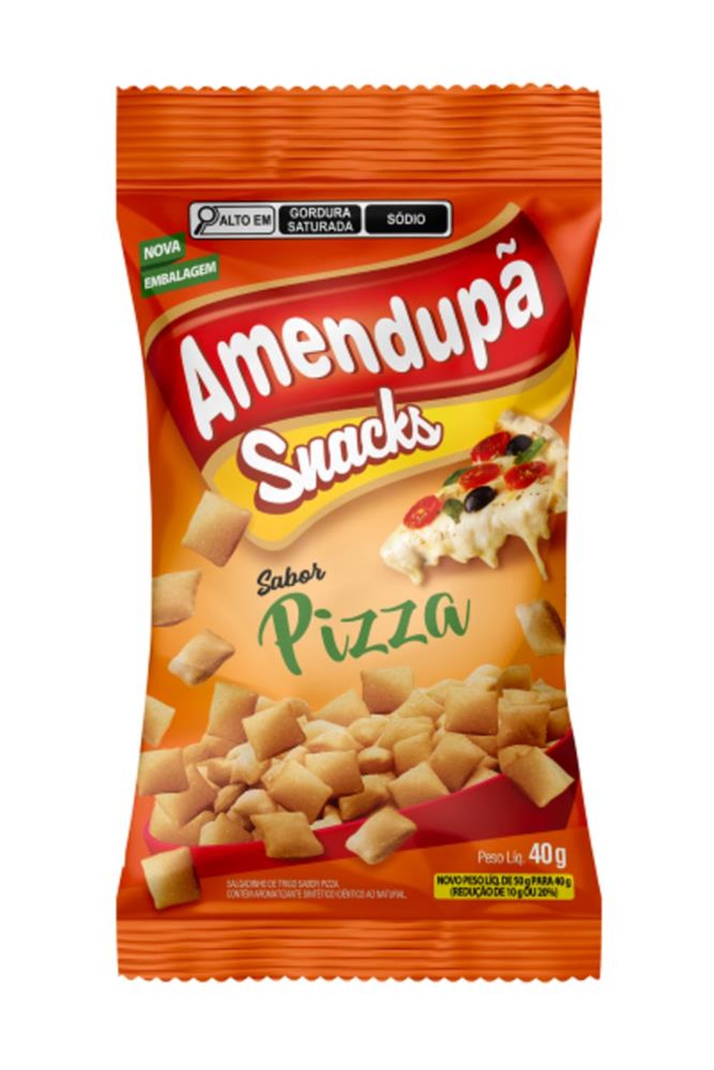 Salgadinho Pizza Amendupa 40g Caixa Com 20 Unidades