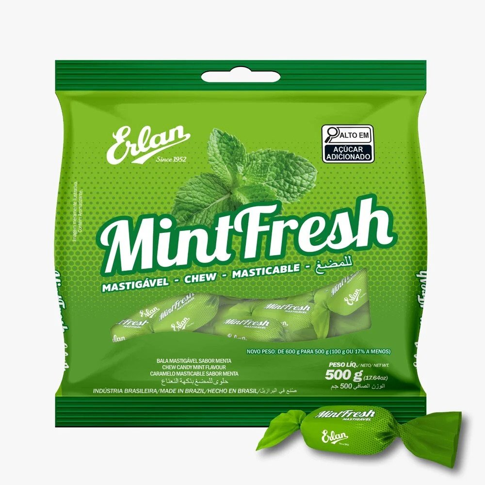 Bala Mastigavel Mintfresh Erlan 500g
