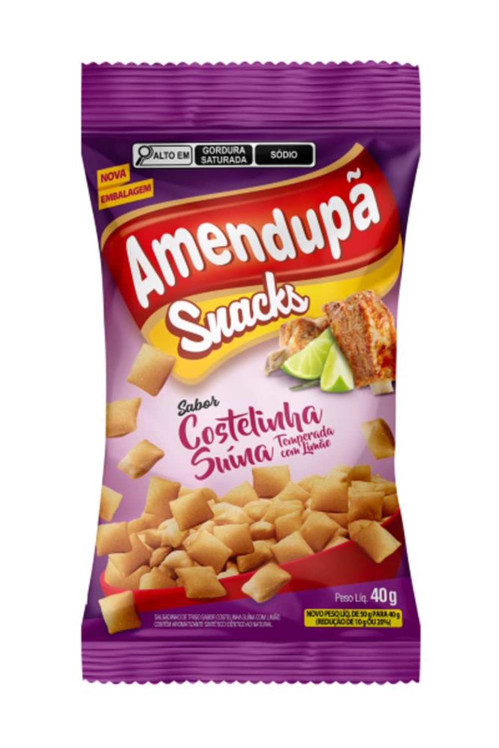 Salgadinho Costelinha Amendupa 40g Caixa Com 20 Unidades